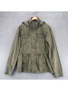 Ashley By 26 International Jacket Womens Medium Green Cotton Utility Collection